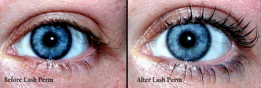 Before and after comparison of eyelashes showing increased length and curl, relevant for lash growth treatment results.
